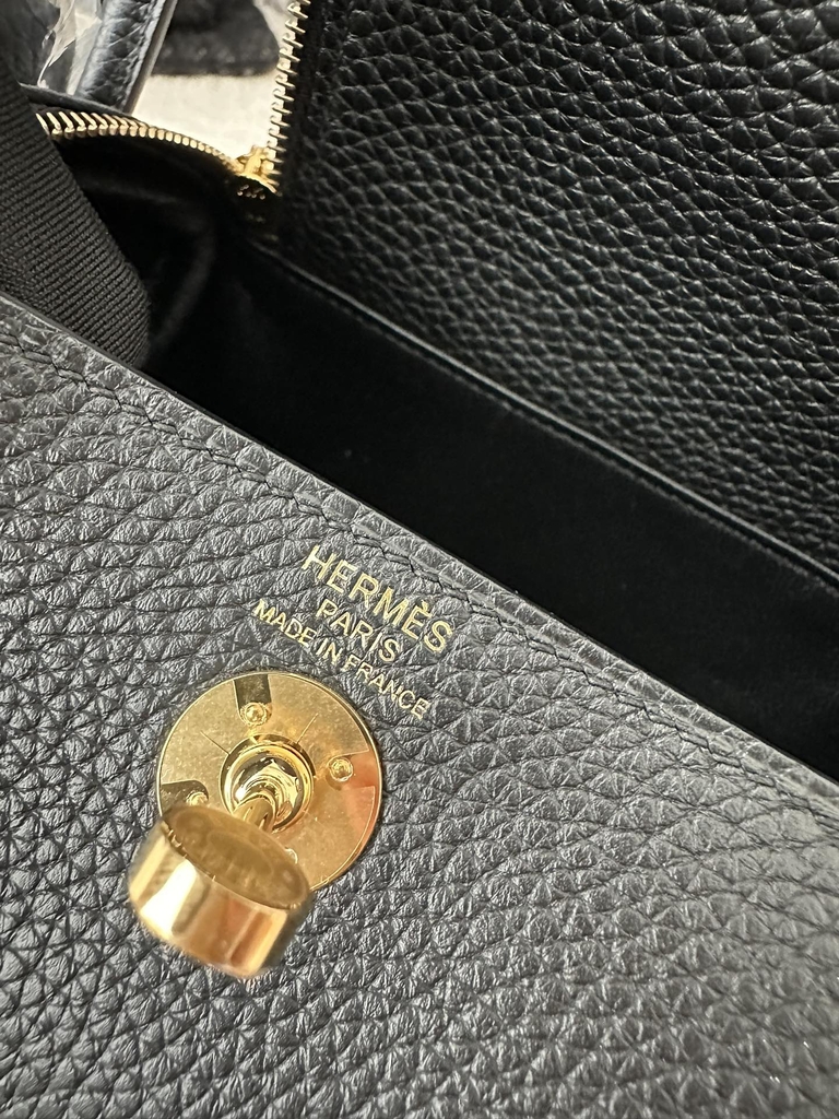 Lindy Mini in Imported Tc Clemence Leather, CC89 Noir (Black) with Gold Hardware.