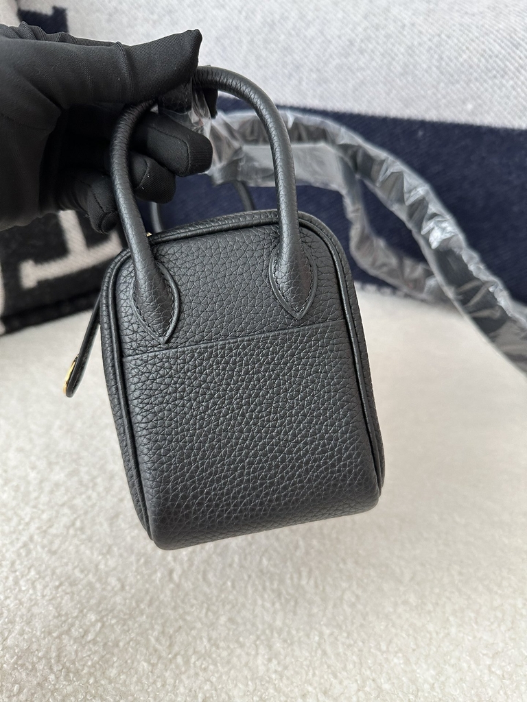 Lindy Mini in Imported Tc Clemence Leather, CC89 Noir (Black) with Gold Hardware.