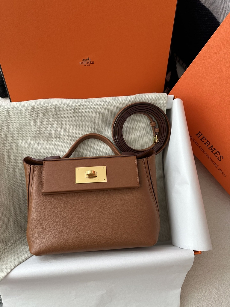 2424 Mini 21cm in Imported Evercolor and Swift Leather, CC37 Gold with Gold Hardware
