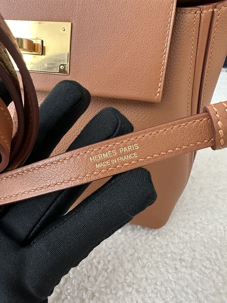 2424 Mini 21cm in Imported Evercolor and Swift Leather, CC37 Gold with Gold Hardware
