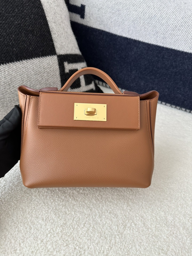 2424 Mini 21cm in Imported Evercolor and Swift Leather, CC37 Gold with Gold Hardware