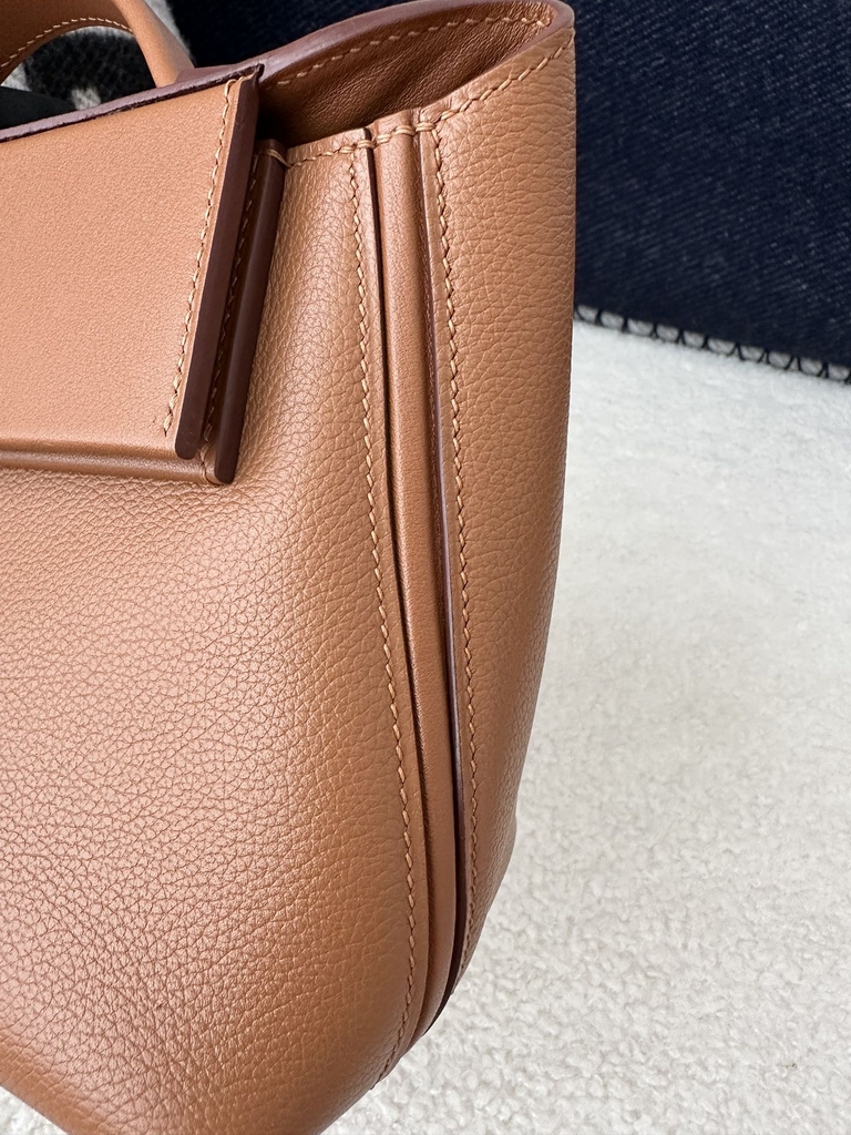 2424 Mini 21cm in Imported Evercolor and Swift Leather, CC37 Gold with Gold Hardware