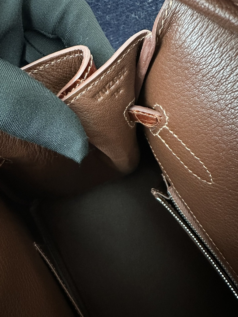 Birkin 35cm in Shiny Porosus Crocodile (top-grade imported HCP-dyed glossy crocodile leather, Nile crocodile with inverted 