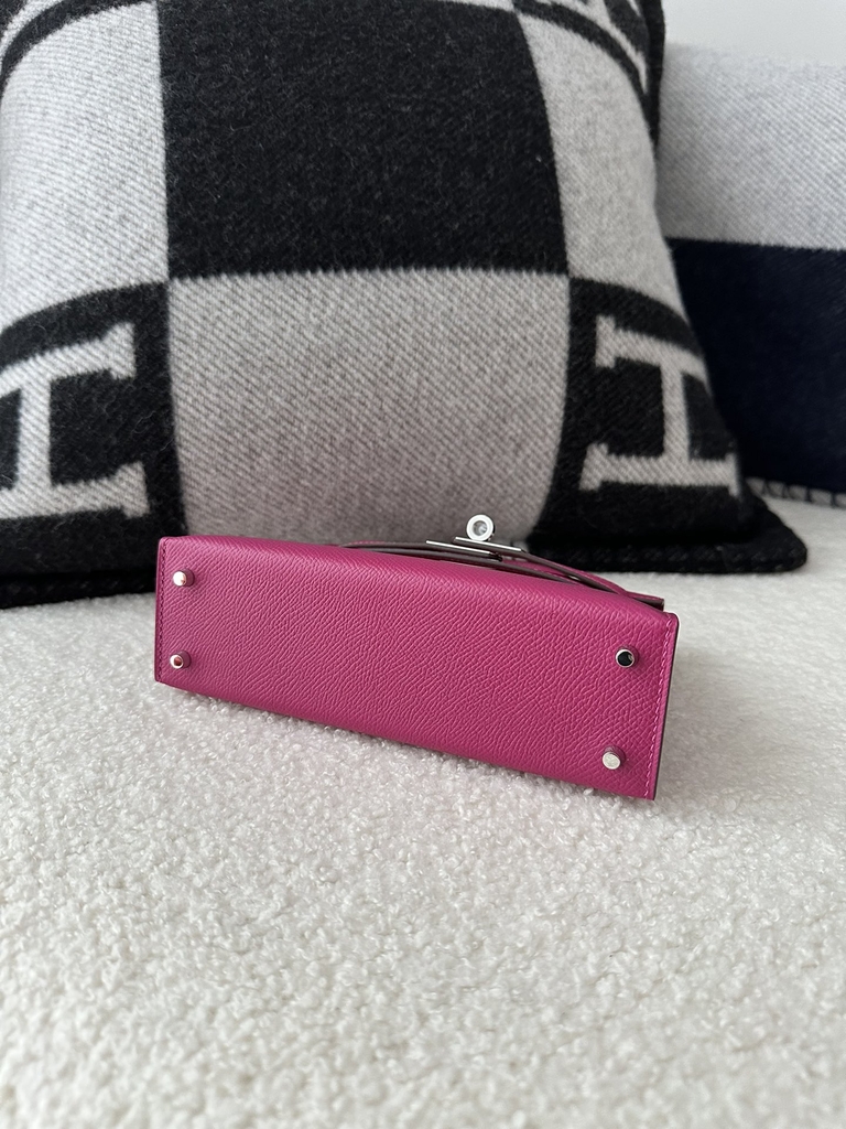 Kelly Mini II in Imported Epsom Leather, L3 Rose Purple with Silver Hardware
