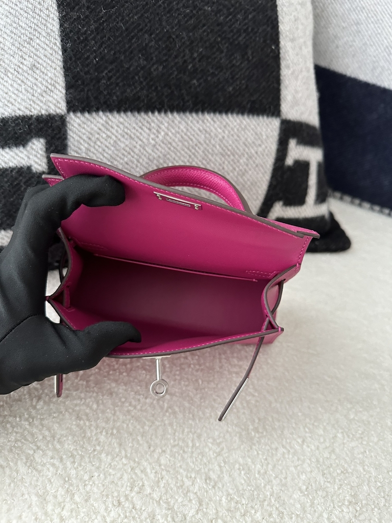 Kelly Mini II in Imported Epsom Leather, L3 Rose Purple with Silver Hardware