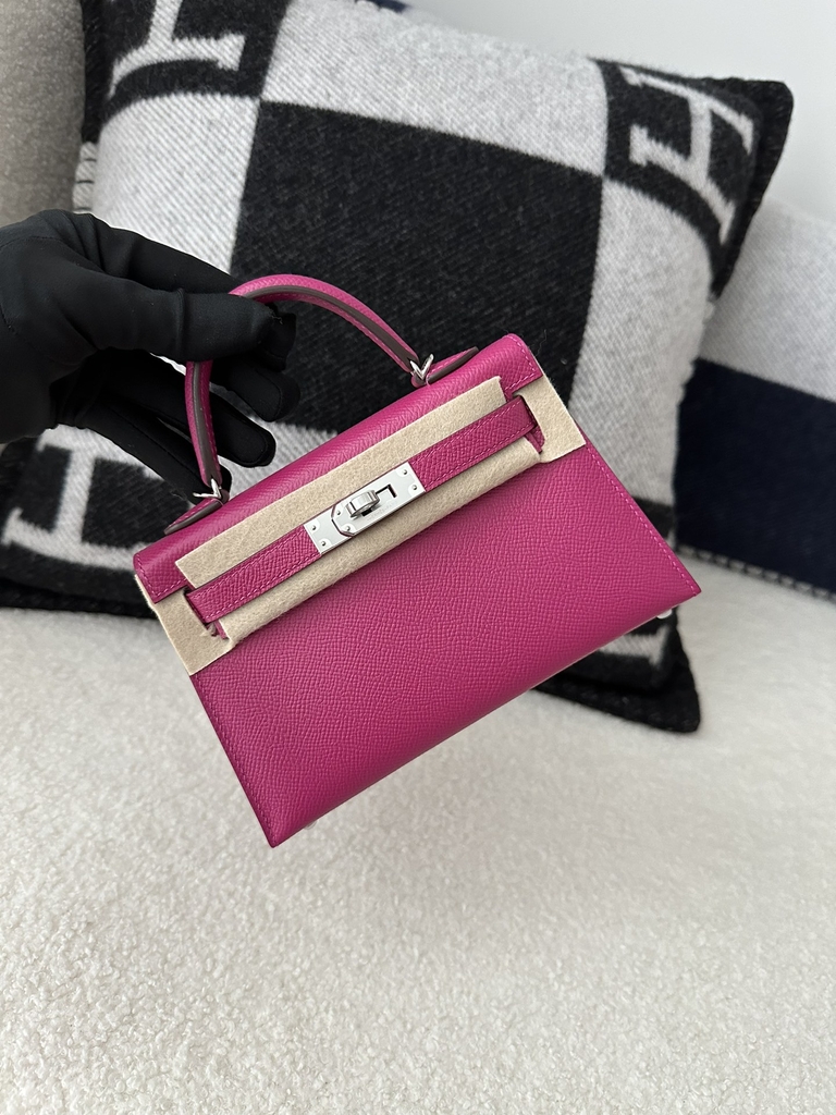Kelly Mini II in Imported Epsom Leather, L3 Rose Purple with Silver Hardware