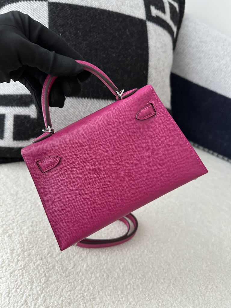 Kelly Mini II in Imported Epsom Leather, L3 Rose Purple with Silver Hardware