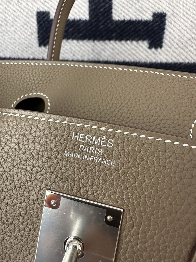 Birkin 30cm in Imported Togo Leather, CK18 Etoupe Grey with Silver Hardware.