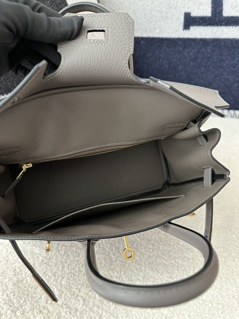 Birkin 25cm in Imported Togo Calfskin, CC8F Etain Pewter Grey with Gold Hardware