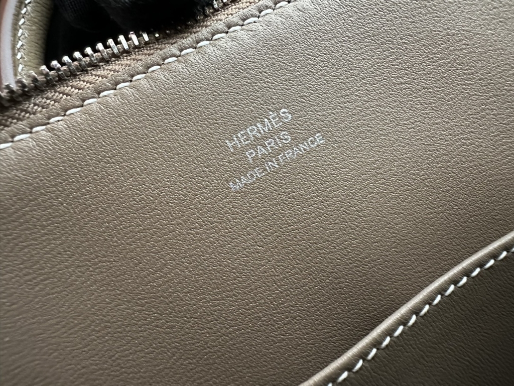 Mini Bolide in Imported Chevre Goat Leather, CK18 Etoupe Grey with Silver Hardware.