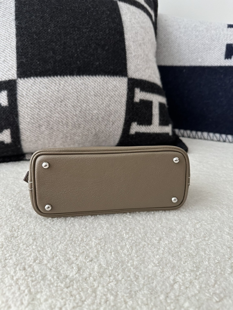 Mini Bolide in Imported Chevre Goat Leather, CK18 Etoupe Grey with Silver Hardware.