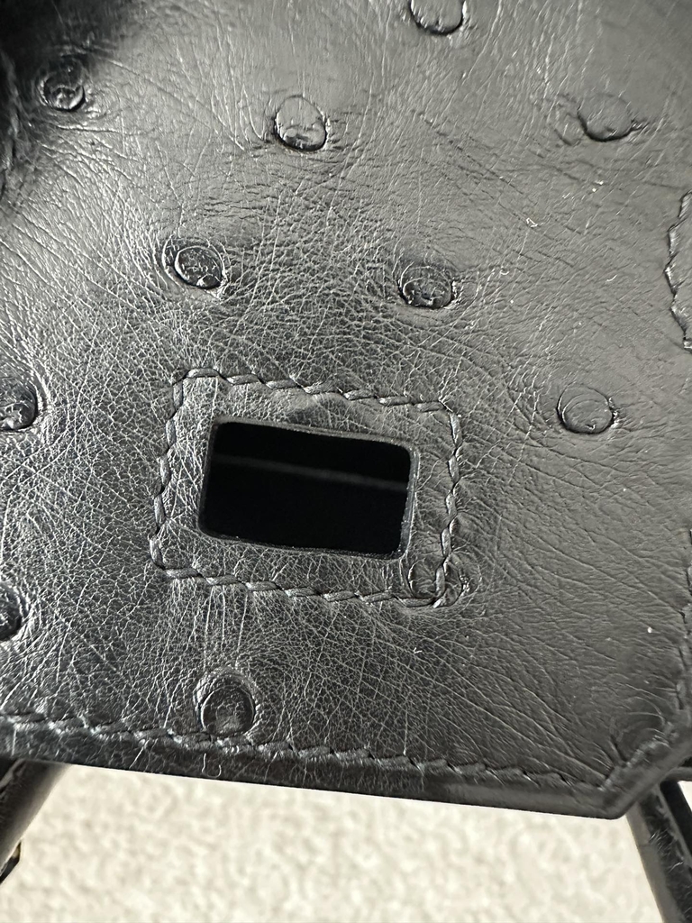 Birkin 25cm Touch in Imported Klein Karoo Ostrich Leather, CC89 Noir Black with Rose Gold Hardware.
