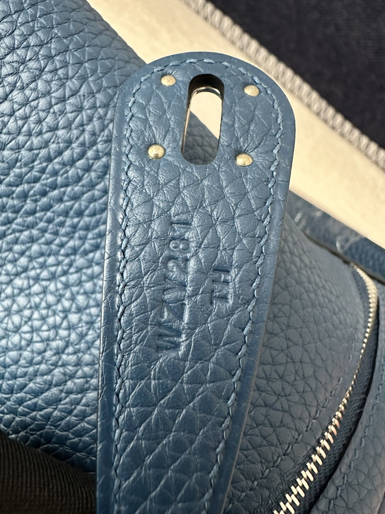 Lindy 26cm in Imported Togo Clemence Leather, S4 Deep Blue with Silver Hardware.