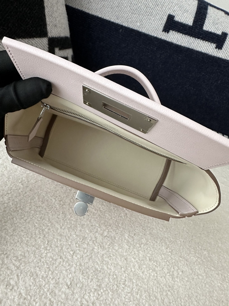 2424 Mini 21cm in Imported Evercolor and Swift Leather, 09 Mauve Pale Pink with Silver Hardware.