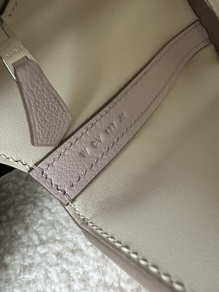 2424 Mini 21cm in Imported Evercolor and Swift Leather, 09 Mauve Pale Pink with Silver Hardware.