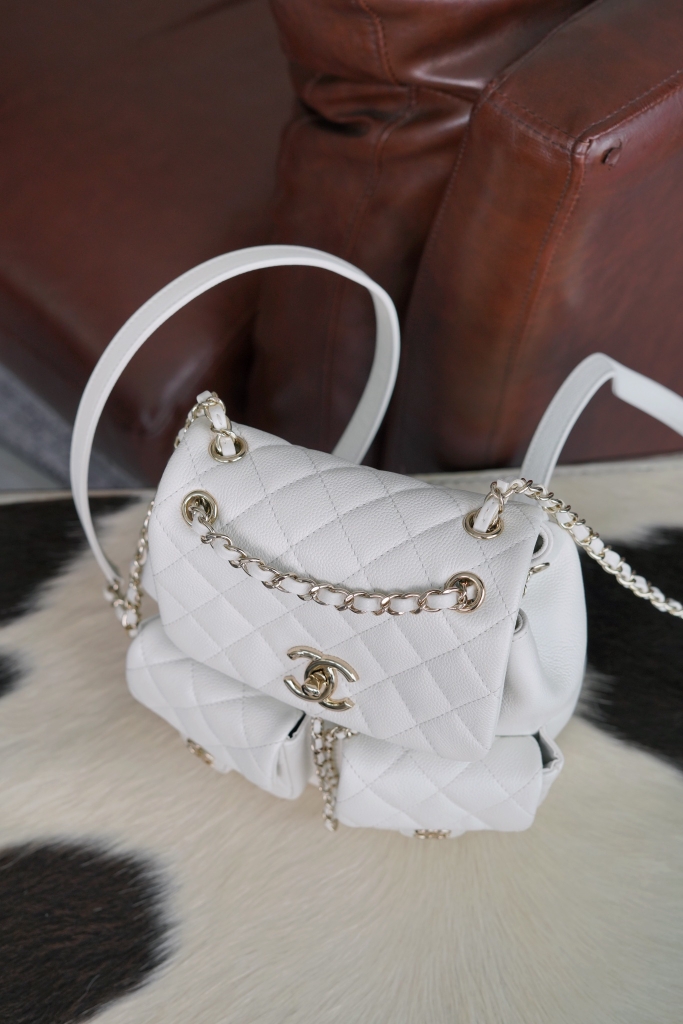 Channel 24A Duma Genuine Leather Backpack White