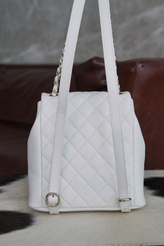 Channel 24A Duma Genuine Leather Backpack White