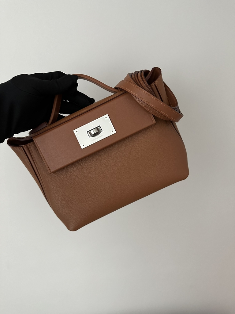 2424 Mini 21cm in Imported Evercolor and Swift Leather, CK37 Gold with Silver Hardware.