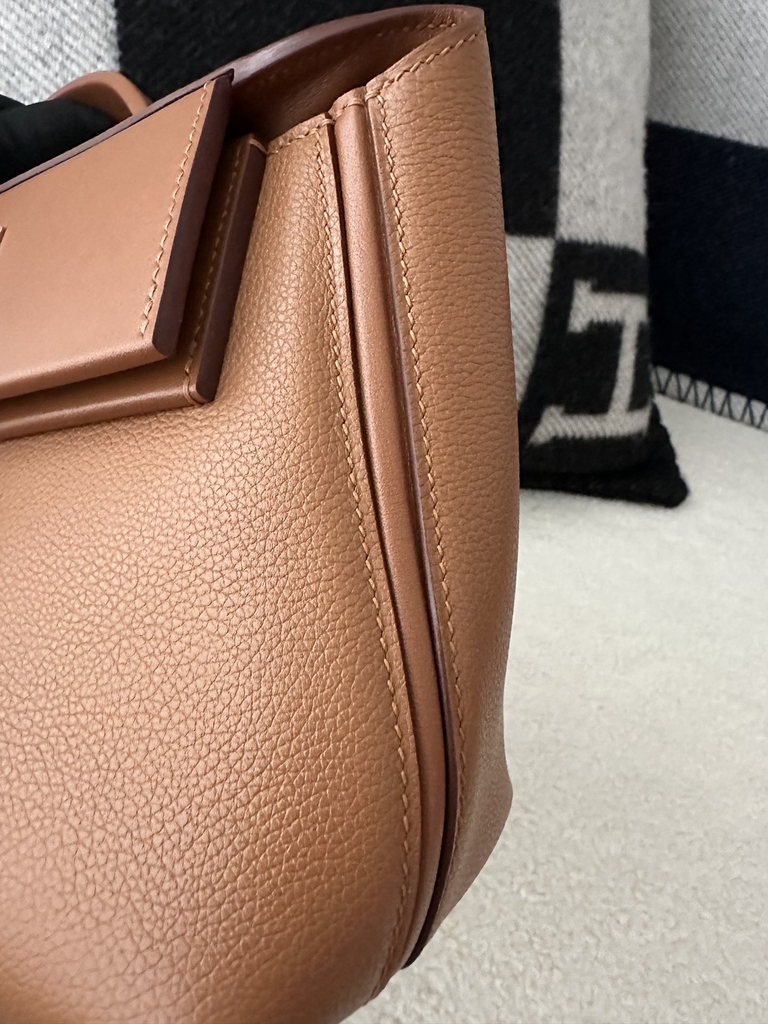 2424 Mini 21cm in Imported Evercolor and Swift Leather, CK37 Gold with Silver Hardware.