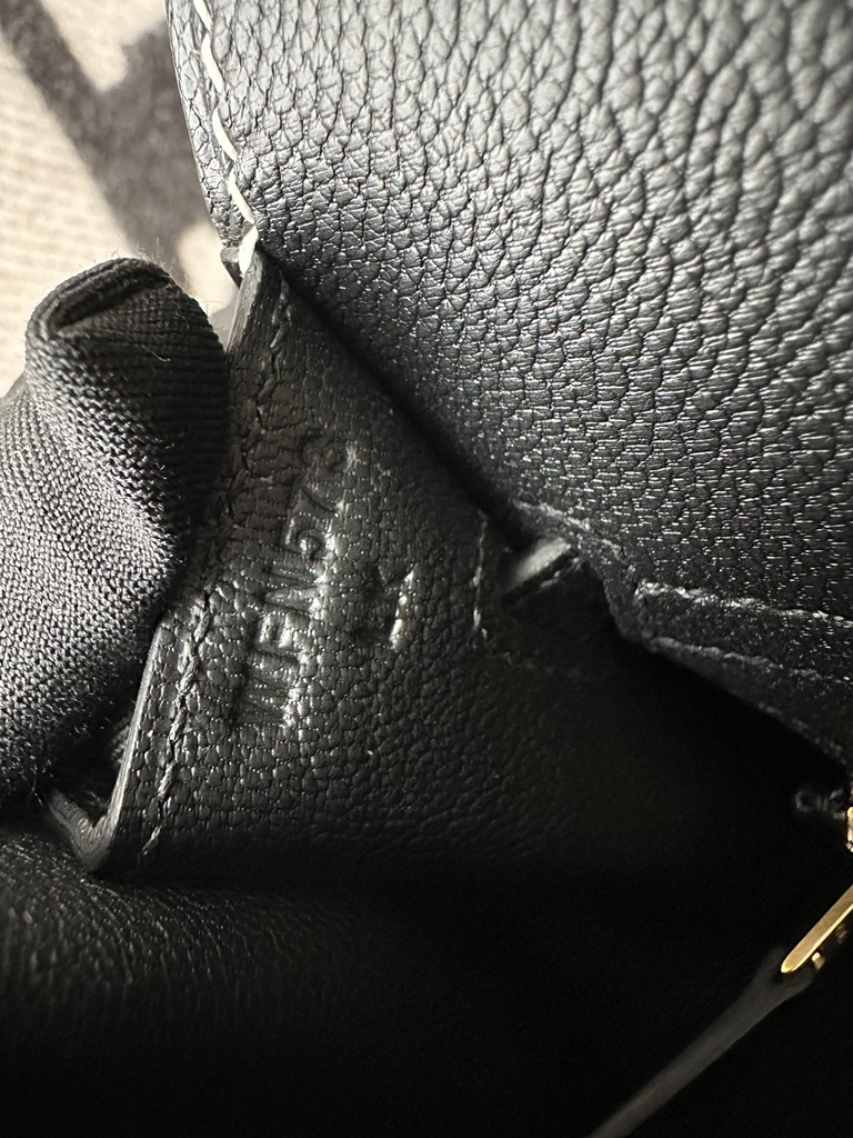 Birkin 25cm with External Stitching in Imported Epsom Leather, CC10 Carie Milkshake White and CC89 Noir Black with Gold Hardware