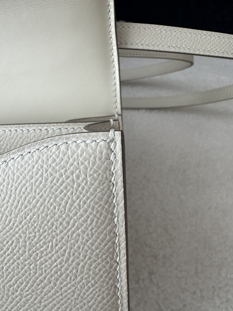 Constance 18cm New Mirror Edition in Imported Epsom Leather, CC10 Carie Milkshake White with Gold Hardware