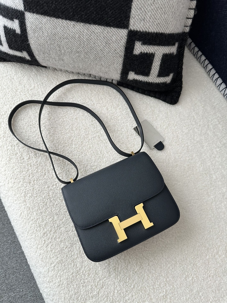 Constance 18cm New Mirror Edition in Imported Epsom Leather, 2Z Blue Nuit Midnight Blue with Gold Hardware