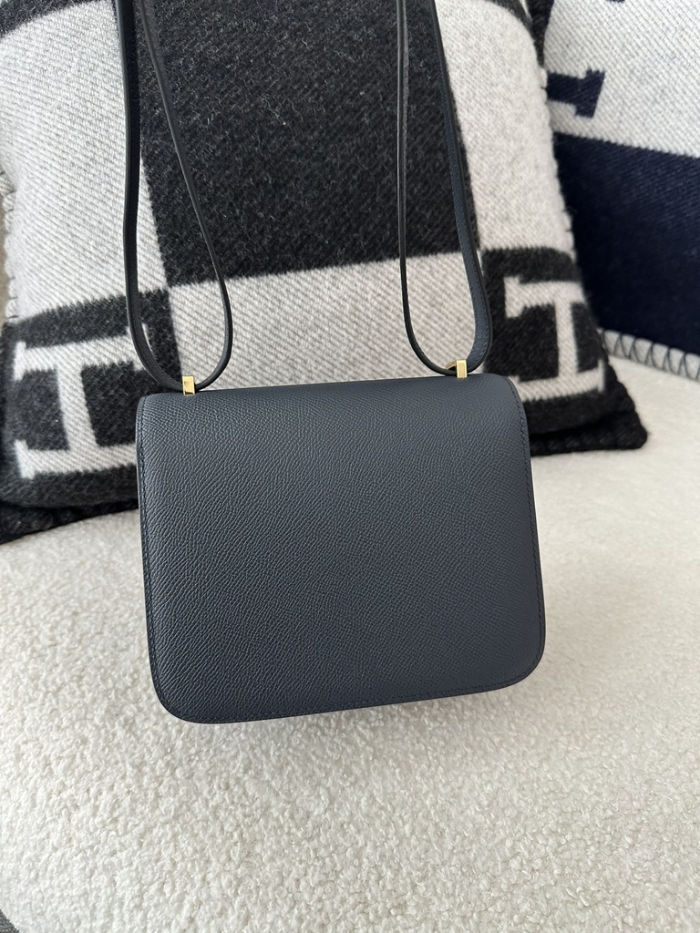 Constance 18cm New Mirror Edition in Imported Epsom Leather, 2Z Blue Nuit Midnight Blue with Gold Hardware