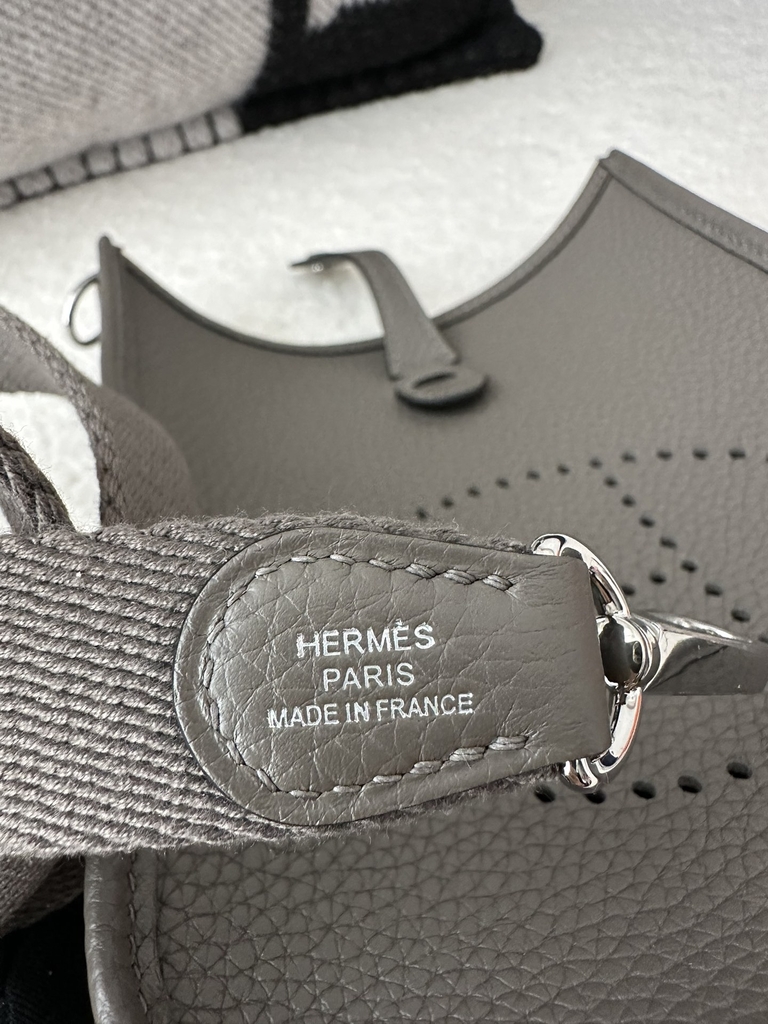 Mini Evelyne in Imported TC Clemence Leather, 8F Etain Pewter Grey with Silver Hardware