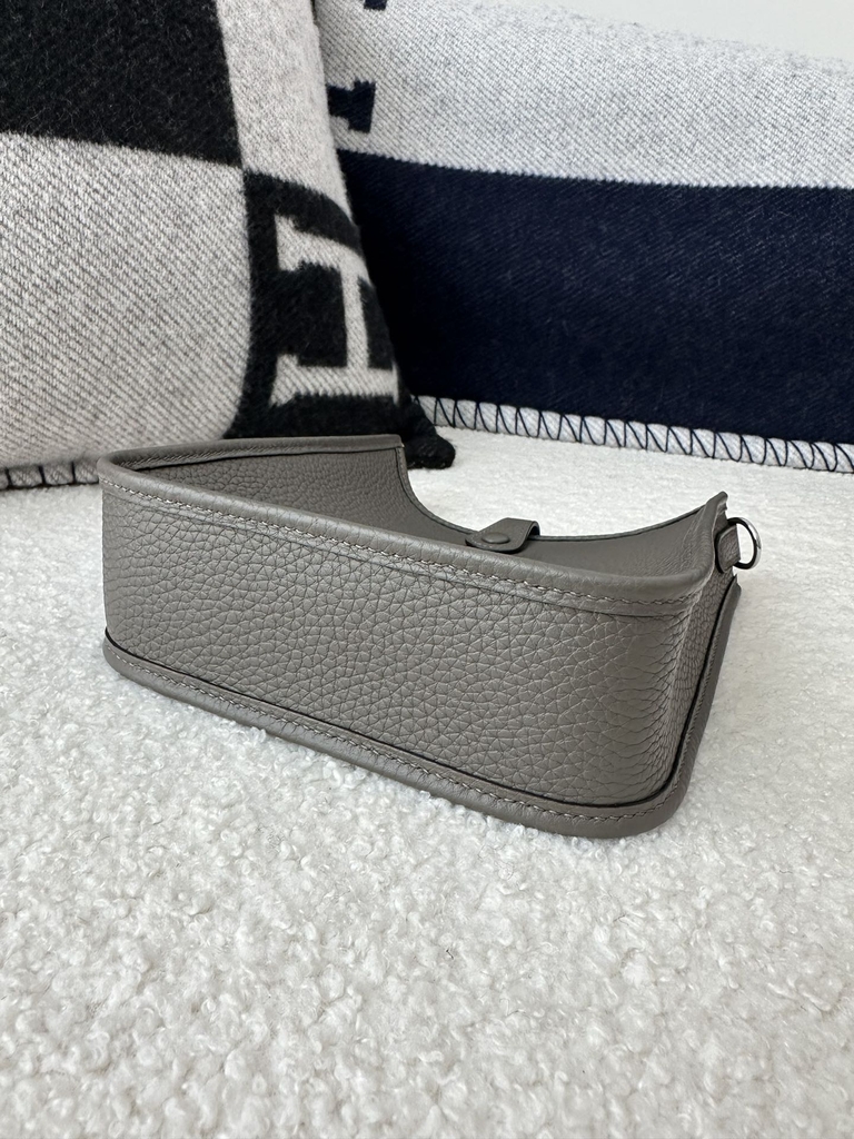 Mini Evelyne in Imported TC Clemence Leather, 8F Etain Pewter Grey with Silver Hardware