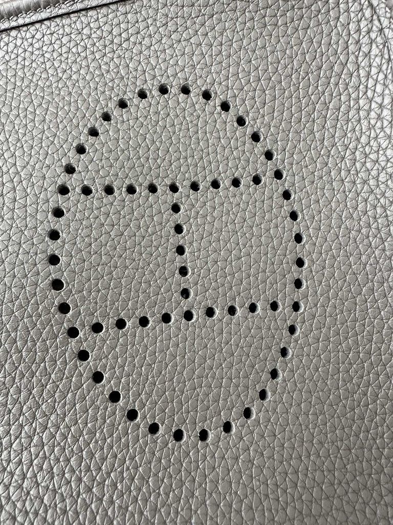Mini Evelyne in Imported TC Clemence Leather, 8F Etain Pewter Grey with Silver Hardware