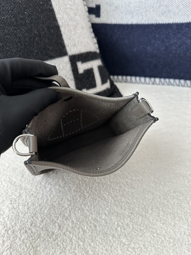 Mini Evelyne in Imported TC Clemence Leather, 8F Etain Pewter Grey with Silver Hardware