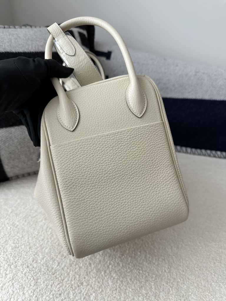 Lindy 30cm in Imported TC Clemence Leather, CK10 Carie Milkshake White with Silver Hardware