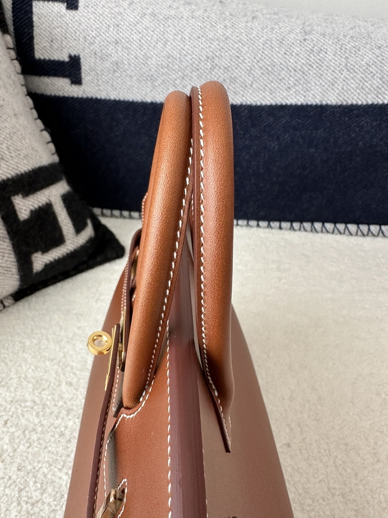 Birkin 25cm in Imported Barenia Natural Saddle Leather, CC34 Fawn Brown with Gold Hardware