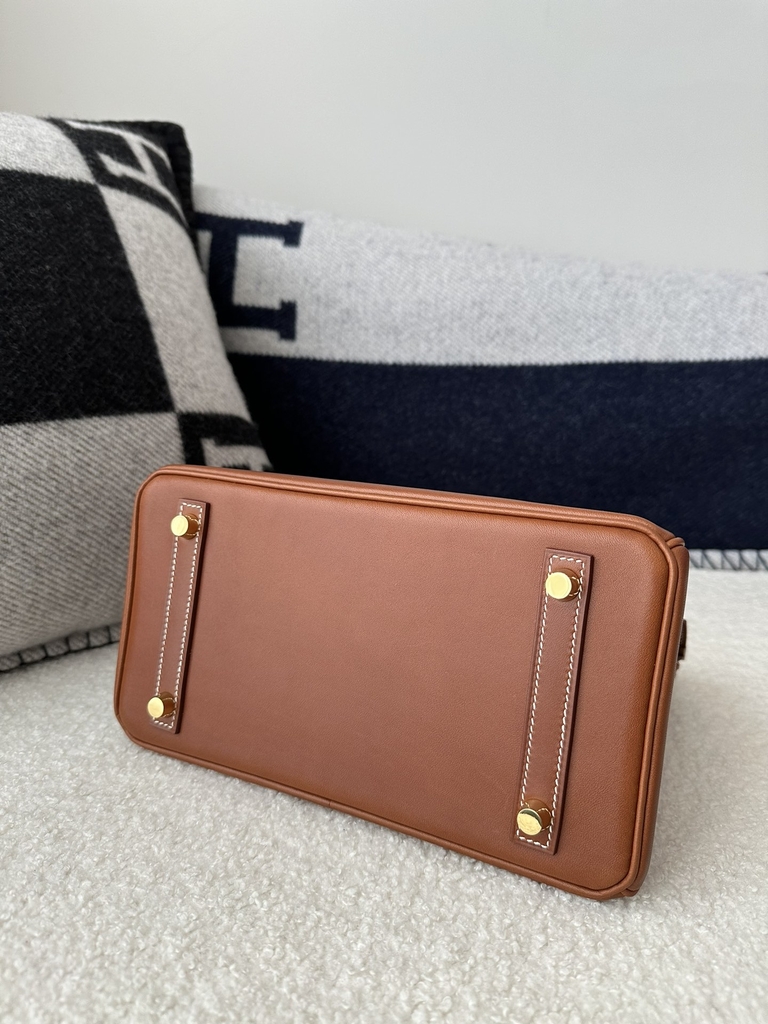 Birkin 25cm in Imported Barenia Natural Saddle Leather, CC34 Fawn Brown with Gold Hardware