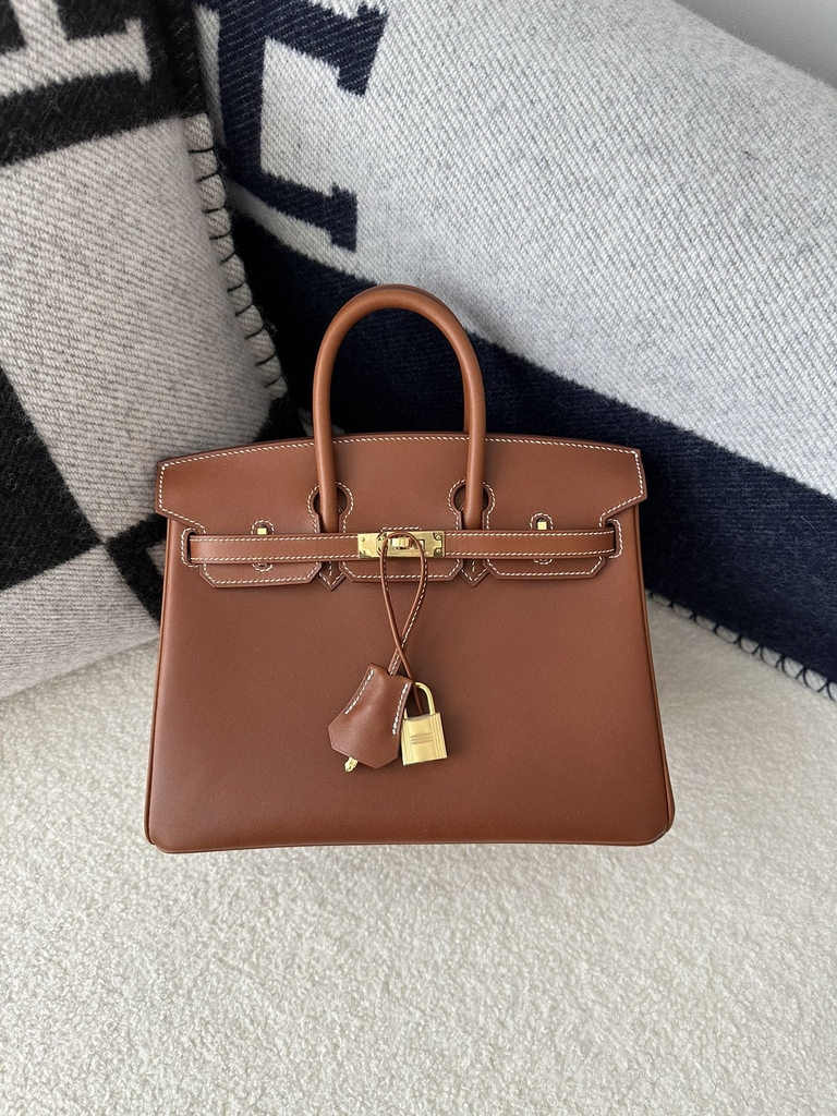 Birkin 25cm in Imported Barenia Natural Saddle Leather, CC34 Fawn Brown with Gold Hardware