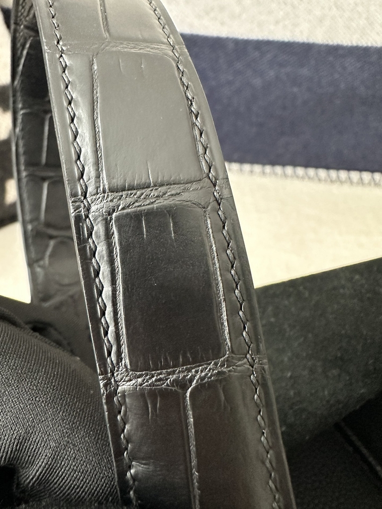 Picotin Lock 18cm Touch in Imported Clemence Leather with Matte Alligator Crocodile, CC89 Noir Black with Gold Hardware