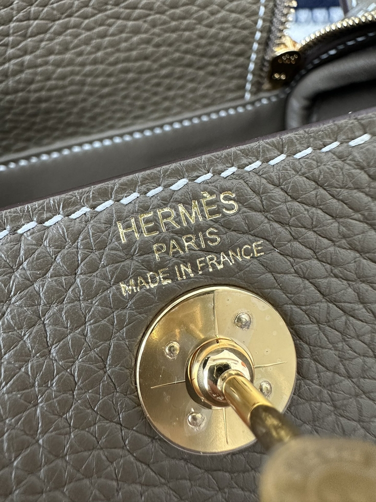 Lindy Mini in Imported TC Clemence Leather, CC18 Etoupe Grey with Gold Hardware