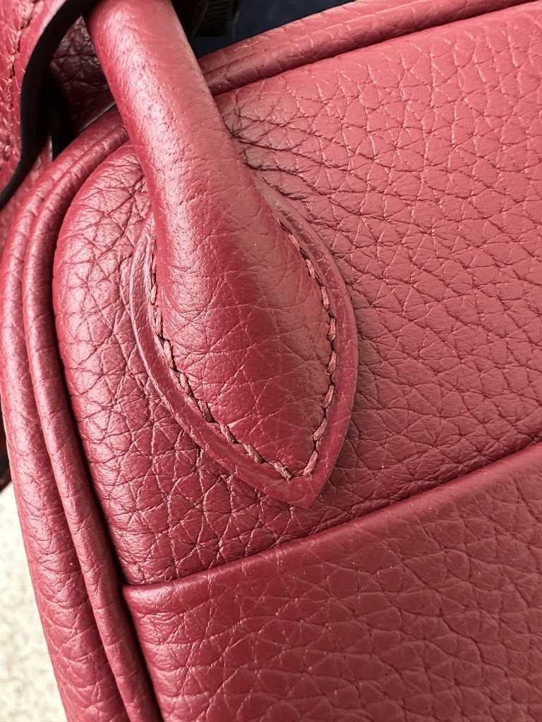 Lindy Mini in Imported TC Clemence Leather, K1 Rouge Grenade Pomegranate Red with Gold Hardware
