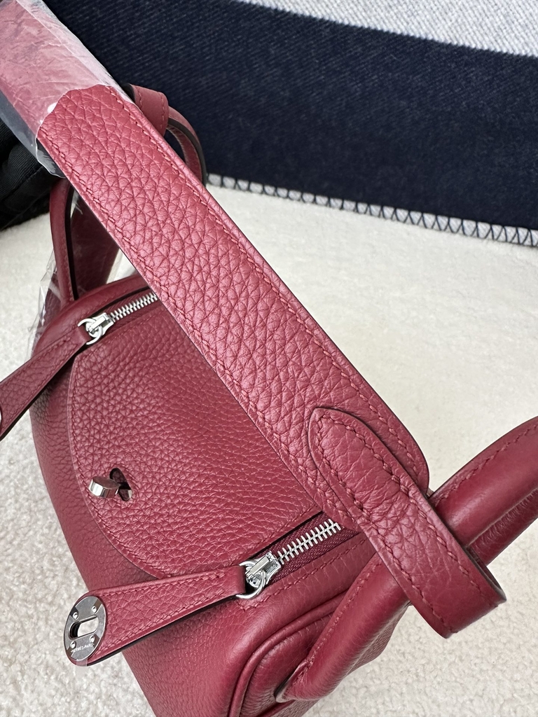 Lindy Mini in Imported TC Clemence Leather, K1 Rouge Grenade Pomegranate Red with Gold Hardware