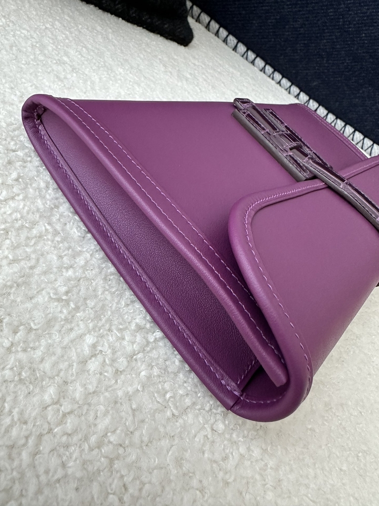 Jige 29cm in Imported Swift Calfskin with Shiny Alligator Crocodile, P9 Anemone with Silver Hardware
