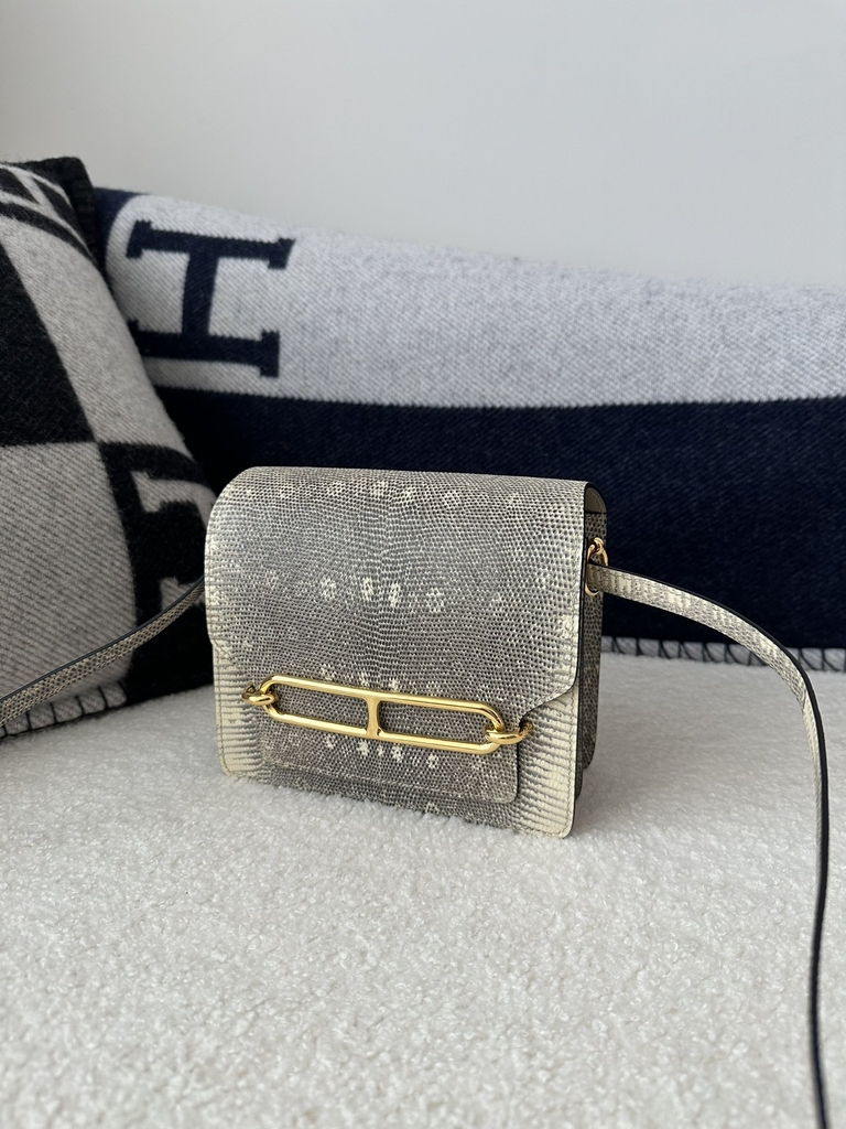 Roulis 18cm in Imported Lizard Leather, 1B Ombre with Gold Hardware