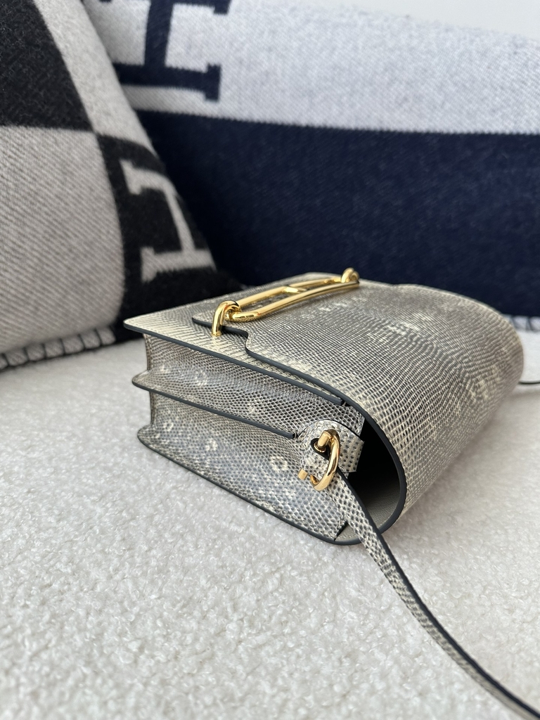 Roulis 18cm in Imported Lizard Leather, 1B Ombre with Gold Hardware