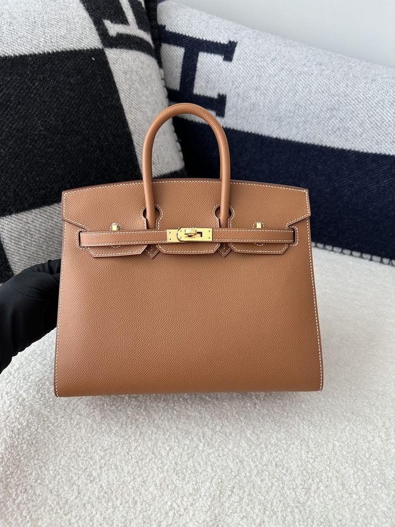Birkin 25cm with External Stitching in Imported Epsom Leather, CC37 Gold with Gold Hardware