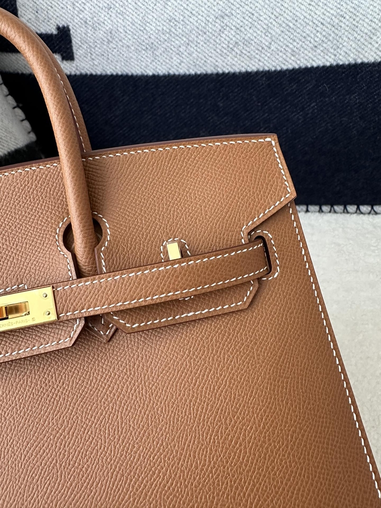 Birkin 25cm with External Stitching in Imported Epsom Leather, CC37 Gold with Gold Hardware