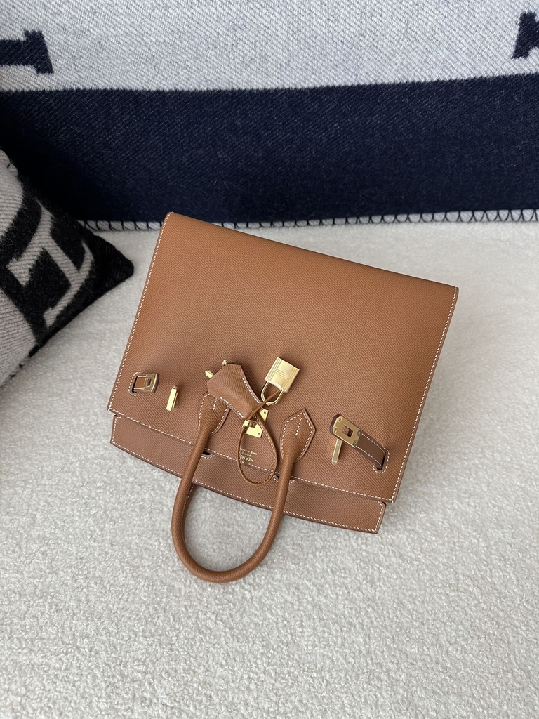 Birkin 25cm with External Stitching in Imported Epsom Leather, CC37 Gold with Gold Hardware