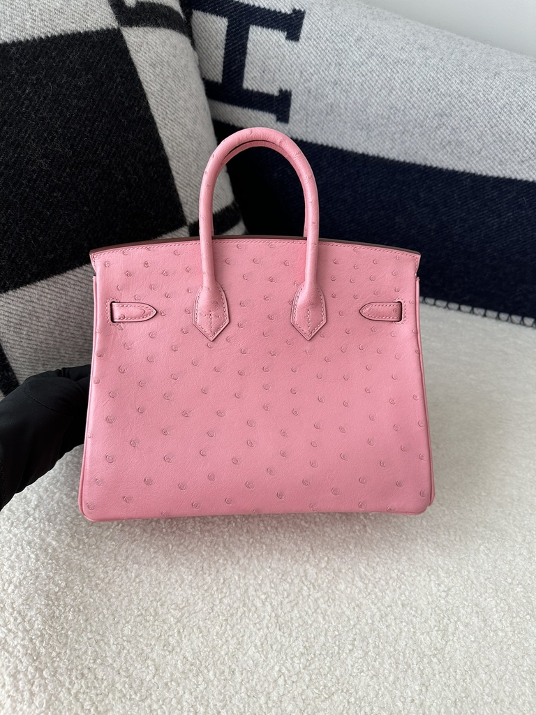 Birkin 25cm Touch in Imported Klein Karoo Ostrich Leather, CK94 Terre Cuite with Silver Hardware