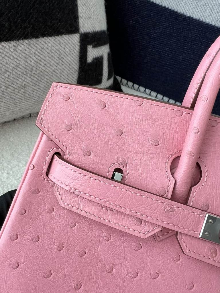 Birkin 25cm Touch in Imported Klein Karoo Ostrich Leather, CK94 Terre Cuite with Silver Hardware