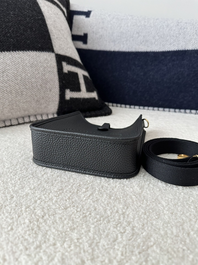 Mini Evelyne in Imported TC Clemence Leather, CC89 Noir Black with Gold Hardware