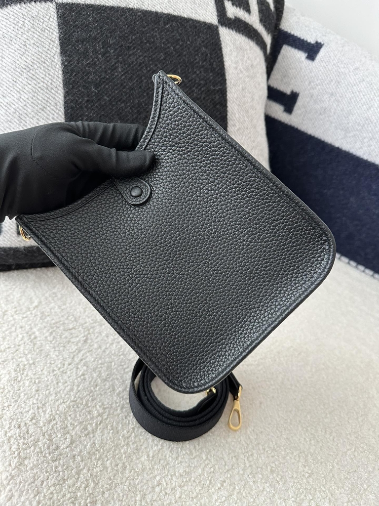 Mini Evelyne in Imported TC Clemence Leather, CC89 Noir Black with Gold Hardware