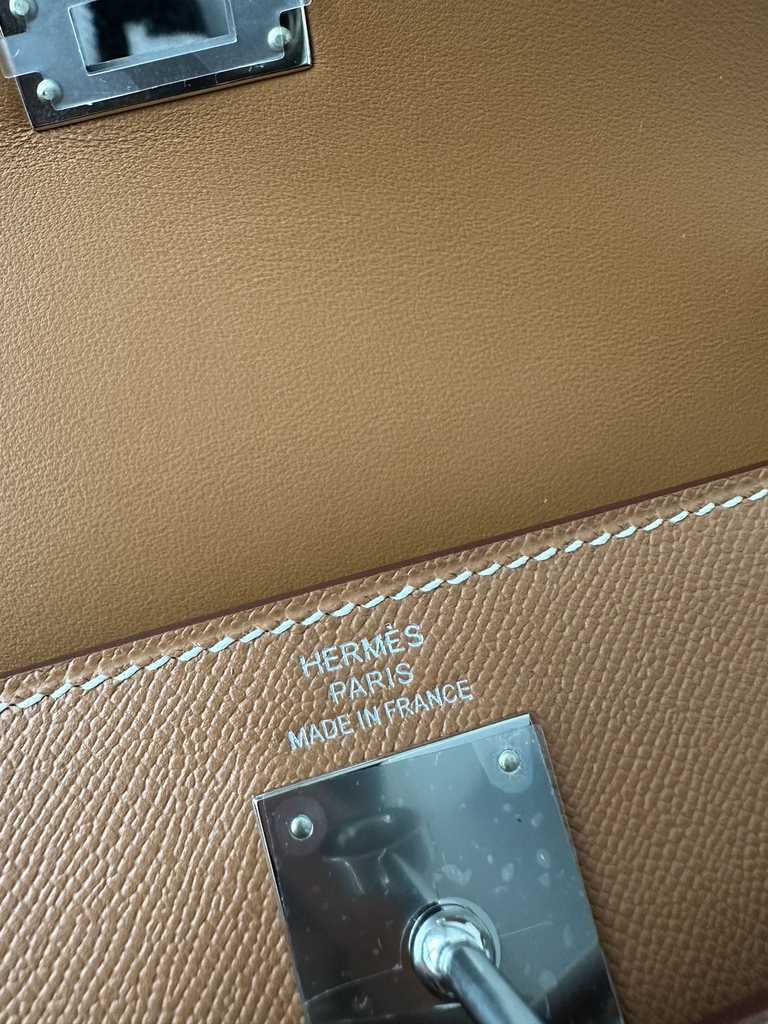 Kelly Elan 27cm New Style Shoulder Bag in Imported Madame Leather, CK37 Gold with Silver Hardware